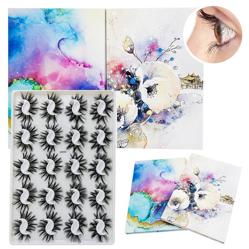 

5D 20 pairs of mink eyelashes with tweezers Mink f^ur false eyelashes long and thick reusable handmade not irritate