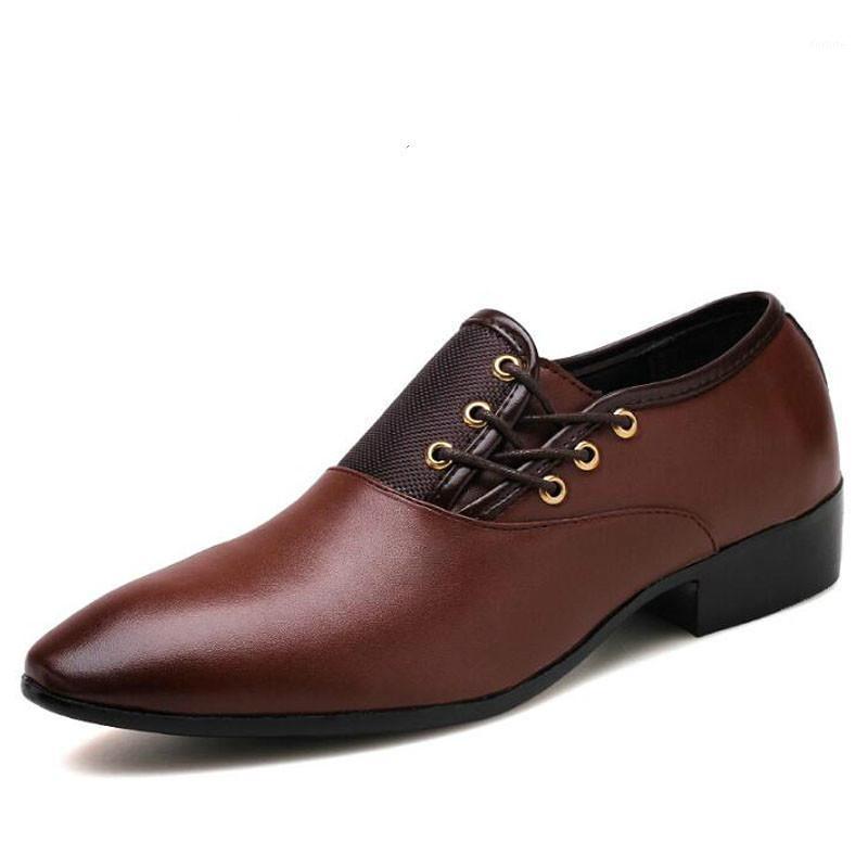 

New Fashion Mens Business Party Shoes Men's Dress Shoes Size 38-48 Black Classic Point Toe Oxfords 2020 New1, Brown