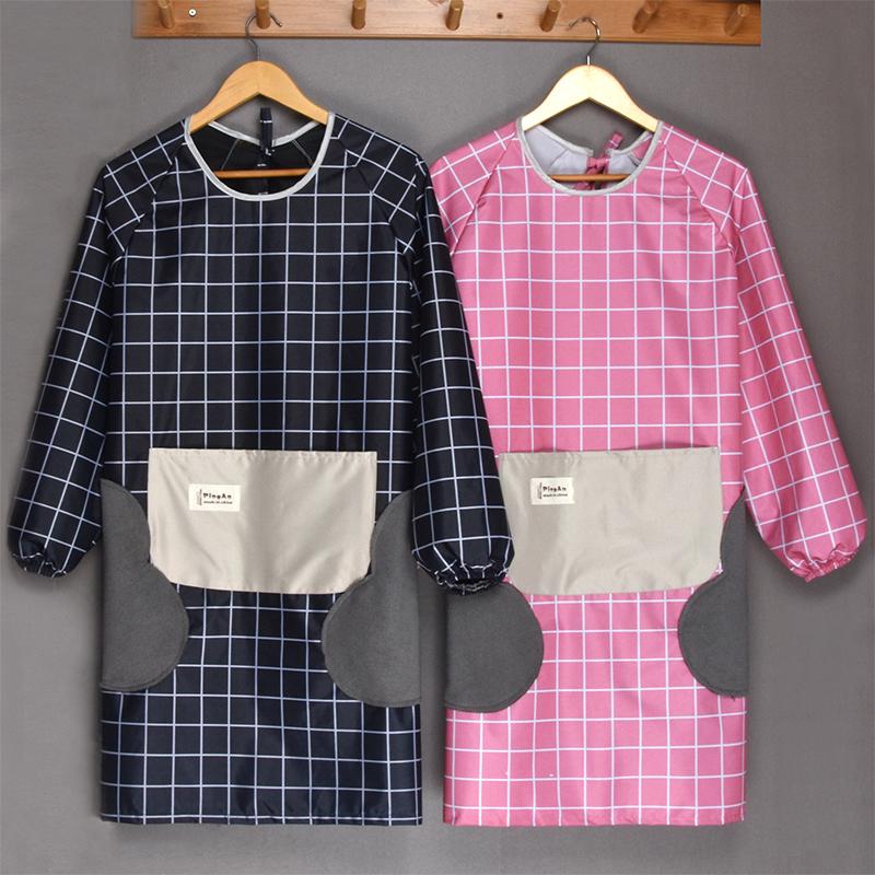 

Hand-wiping apron long-sleeved kitchen waterproof and oil-proof female fashion household Japanese adult cooking gown custom logo