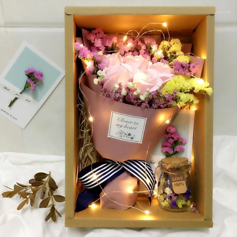 

Dry Flowers Real Flowers Full Star Bouquets with Lights Forget Me Roses Soap Bouquets, Gift Boxes Christmas Gifts Dried1