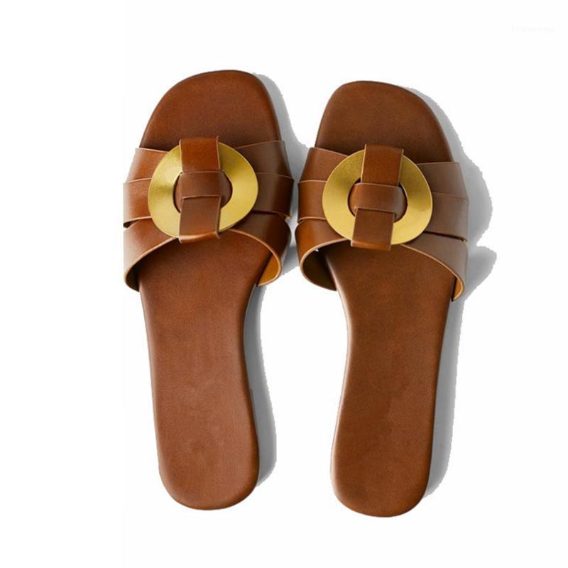 

2020 Summer Women Slippers Flat Heel Open Toe Casual Slides Shoes Leisure Sandal Female Beach Flip Flops Big Size 411, Brown