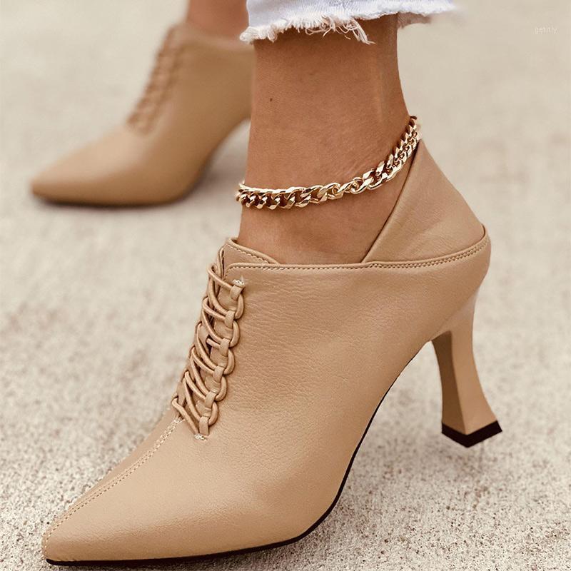 

Fashion Women Pumps Lace up Pointed Toe Single Shoes Two Wear Office Ladies Dress Work Shoes High Heels Female Footwear Spring1, Black