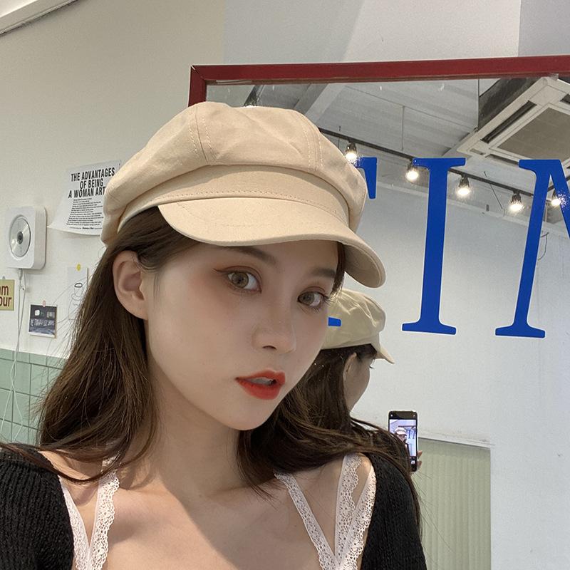 

Hat female autumn and winter new small fresh retro art octagonal hat female Korean version cute wild face small newsboy, 05