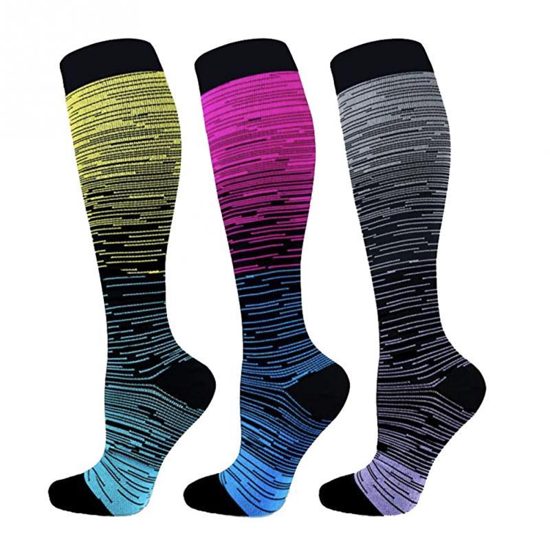 

1 Pair Unisex Compression Socks Women Men Anti Pain Relief Knee High Stockings Breathable Socks for Nurses Shin Splints Flight, Gray