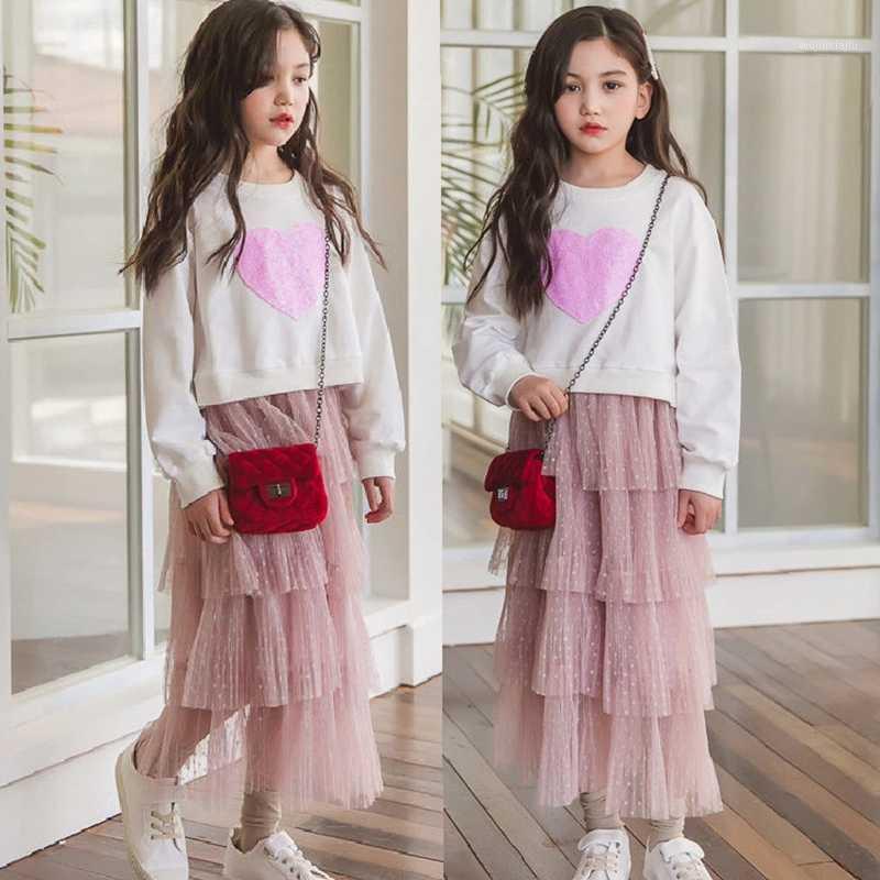 

Girls Skirt Set Fashion Spring Kids Two Piece Clothes Sets White Sweatshirts + Tutu Skirts Autumn Outfits for Teenage 6 8 12 14Y1, Top and skirt