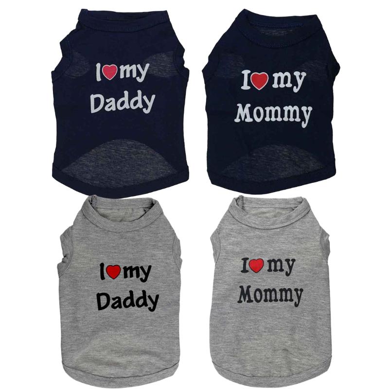 

Lovely Daddy Mommy Pet Dog Clothes for Small Dogs Summer Dog Clothing Vest Soft Shirt Yorkie Chihuahua Clothes for Cat