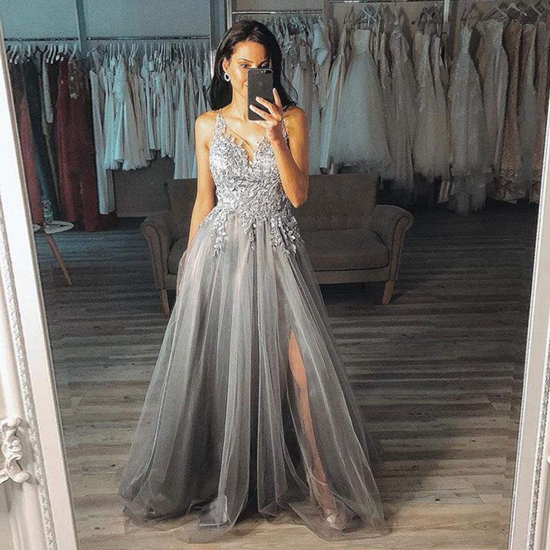 

Without Sleeves Off Shoulder Vestito Woman Pure Color Spaghetti Strap Women Boho Dress A-Line Vestidos Sexy Woman, Gray