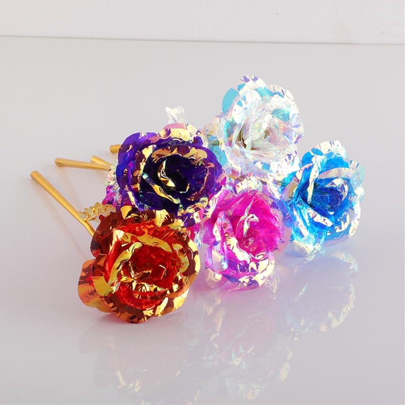 

Light Up Flashing Rose Flower Valentine Day Gift 24k Gold Foil Plated Rose Lasts Forever Rose for Valentines Day Girl Gifts E120303