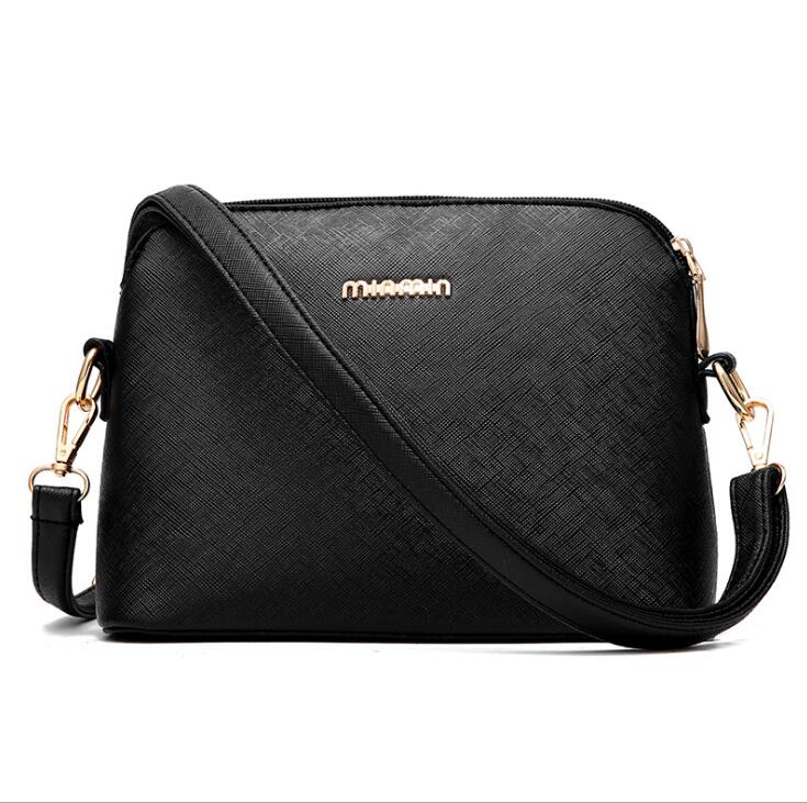 

New simple ladies one shoulder messenger bag shell handbag mini wallet, Black