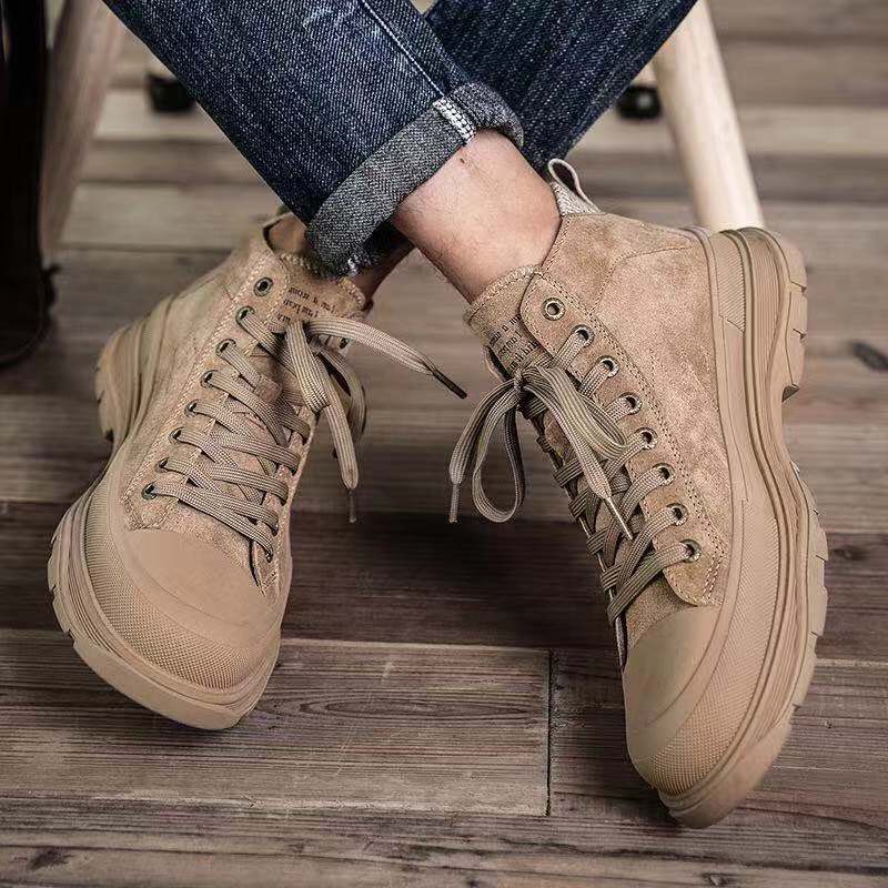 

The latest work boots of 2020 autumn and winter men's high-top Martin boots versatile desert fashion shoes, Black