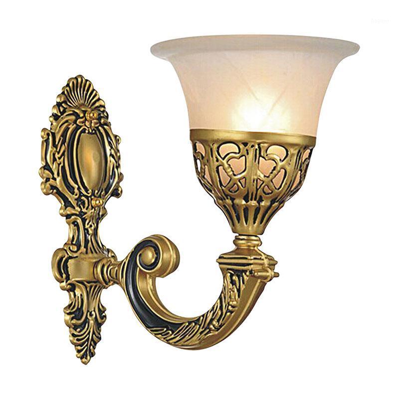 

European wall light for bedroom bedside wall lamp E27 hotel lobby corridor LED lights glass lampshade lighting fixture1