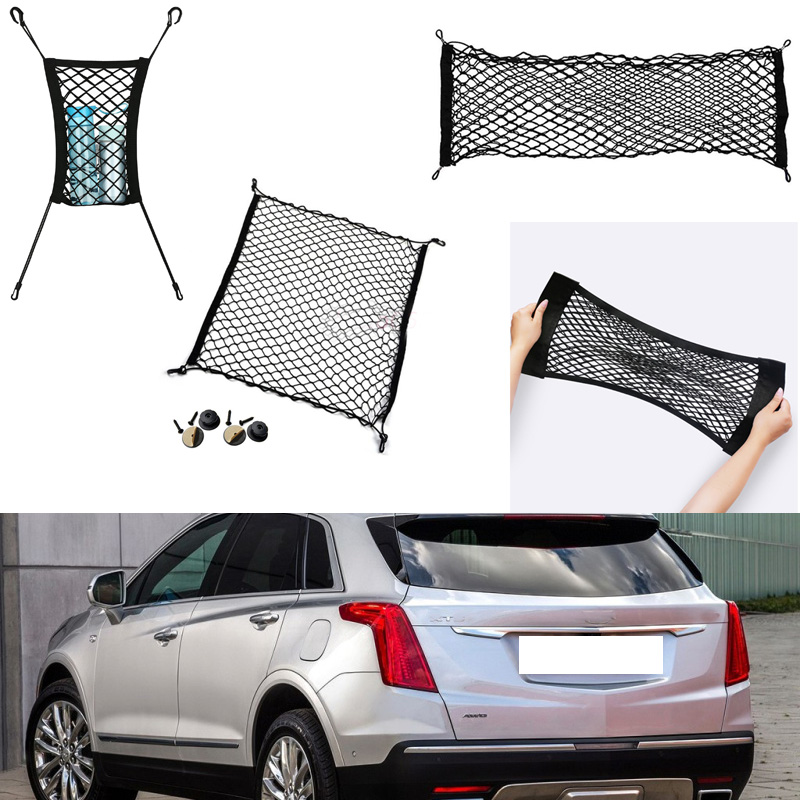 

For Cadillac XT5 2016-2023 Car Auto vehicle Black Rear Trunk Cargo Baggage Organizer Storage Nylon Plain Vertical Seat Net