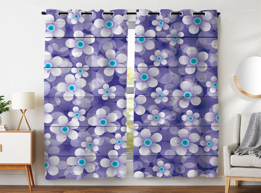 

HommomH Blackout Curtains (2 Panels) Grommet Top Perforated High Quality Fabric Purple Background & White Flowers1, As pic