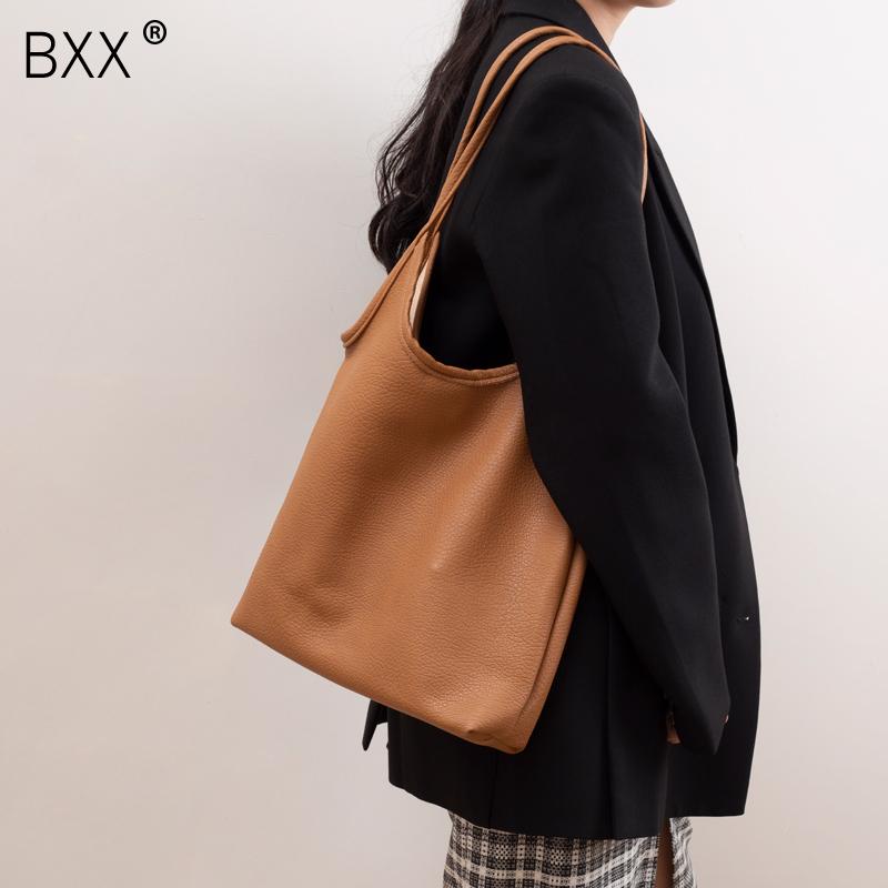 

[BXX] Handbags 2021 Women's Fashion High Capacity PU Leather Shoulder Bag Designer Famous Crossbody Bag HQ445, Black