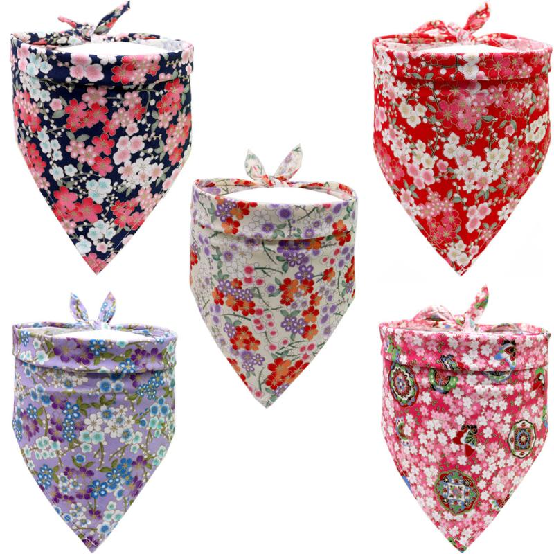 

Pet Dog Grooming Product Japanese Style Pet Dog Bandana Scarf Colorful Flower Bandana Bibs Accessories