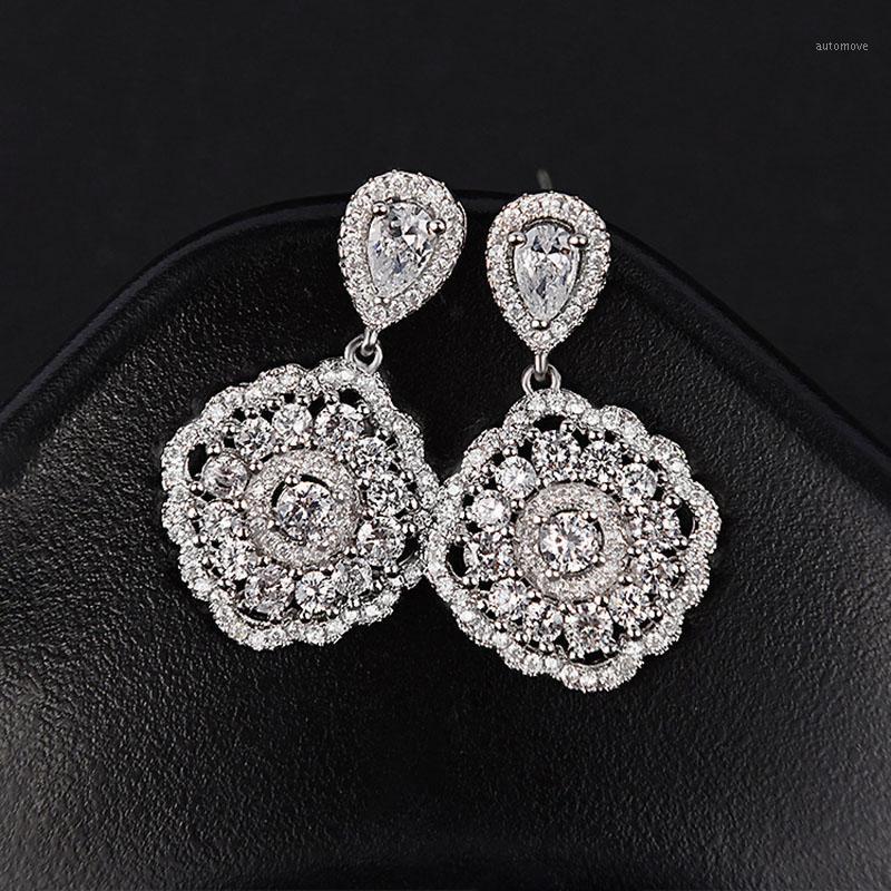 

NEW Classic Cubic Zirconia Stone Round Crystal High Quality Silver colour Earring For Women Wedding Bridal Jewelry1
