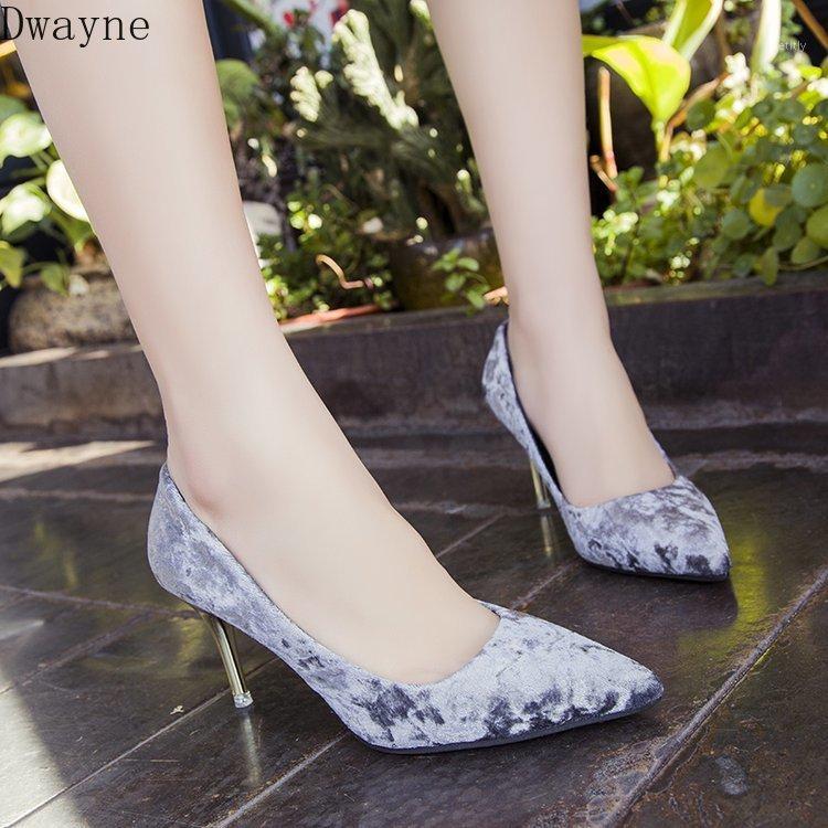 

Korean version of pointed high heel shallow suede single shoes ladies wild temperament shoes1, Black