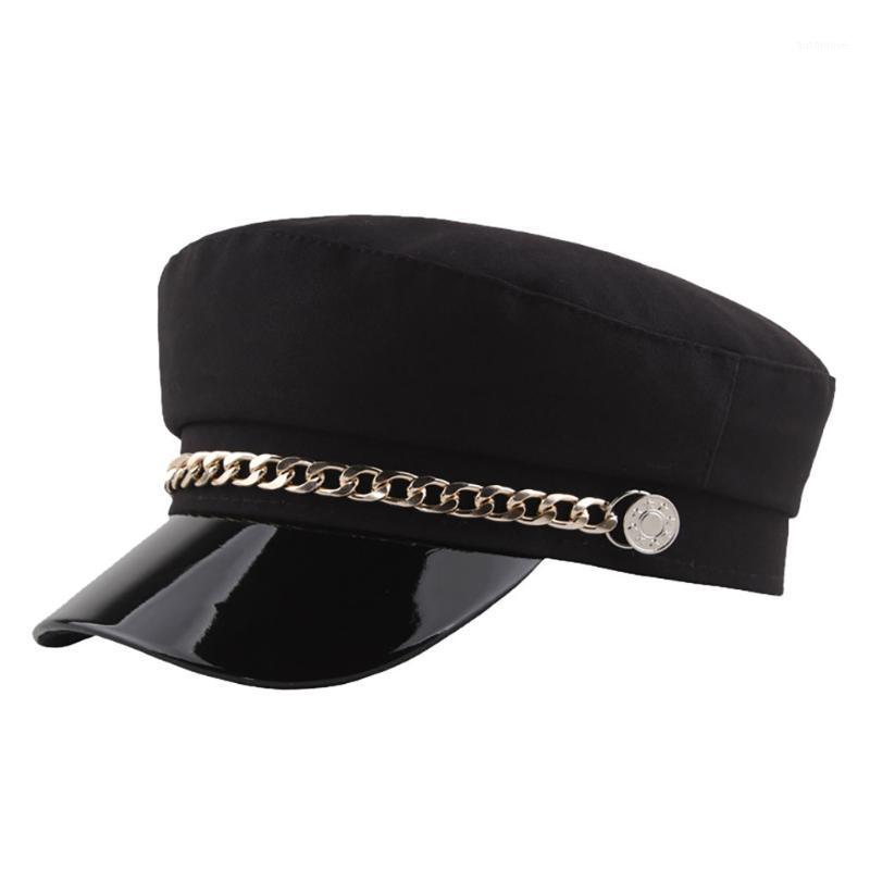

Women Fashion Men Hat Spring Autumn Sailor Hats Black Ladies Beret Caps Flat Top Captain Cap Travel Cadet Hat #YJ1
