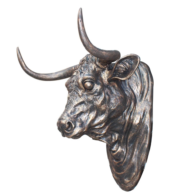 

European resin animal ox head wall pendant Home Bar Hotel KTV living room TV background wall retro decoration