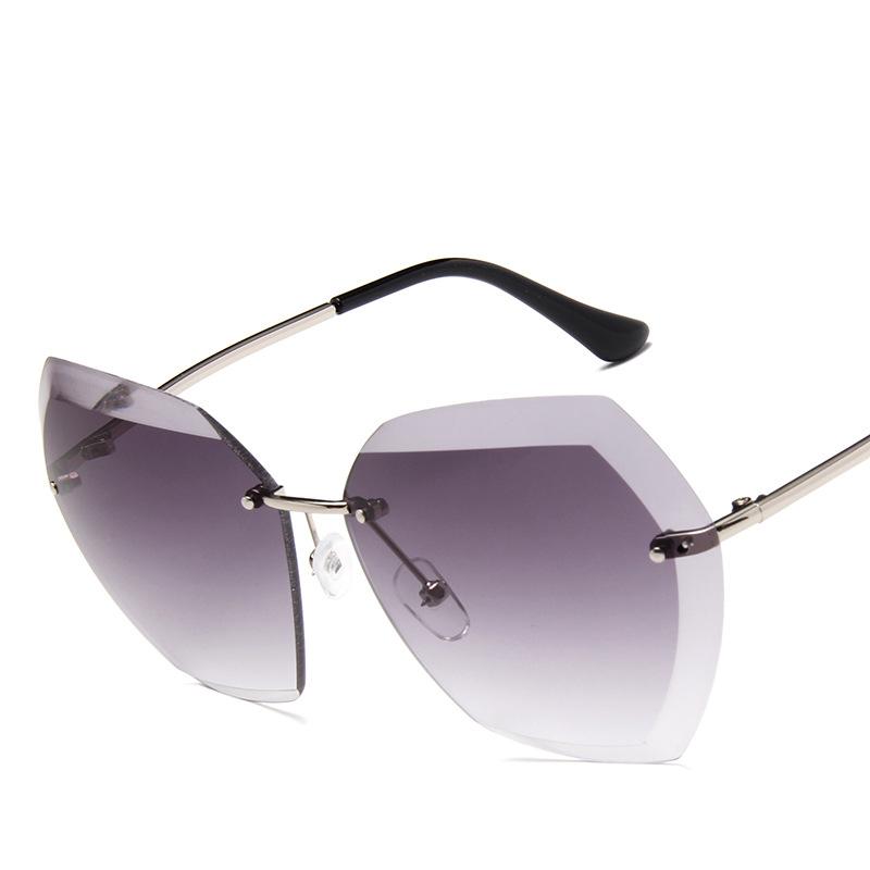 

2021 New Fashion Design Vintage Rimless Sunglasses Women Men Retro Cutting Lens Gradient Sun Glasses Female MN2298