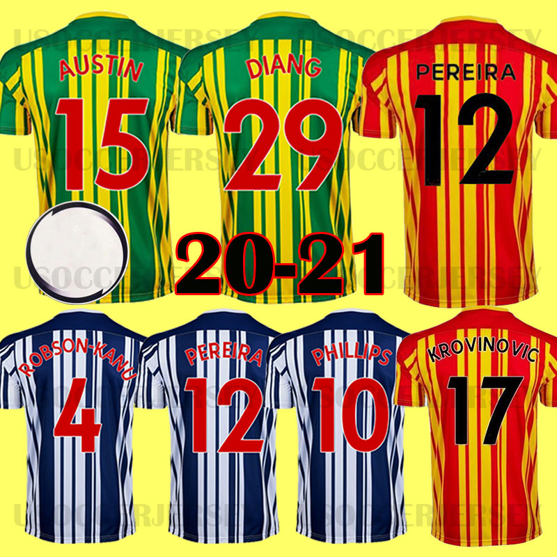 

20 21 WEST ALBION soccer jerseys 2020 2021 BROMWICH football shirt kits camiseta MEN Robson Kanu Townsend Tops Equipment, Away