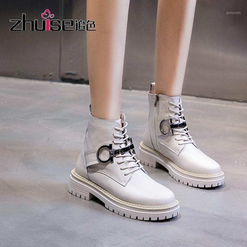 

2020 new style womens Genuine Leather fashion boots Frosted cowhide Motorcycle Boots womens shoes1, Beige