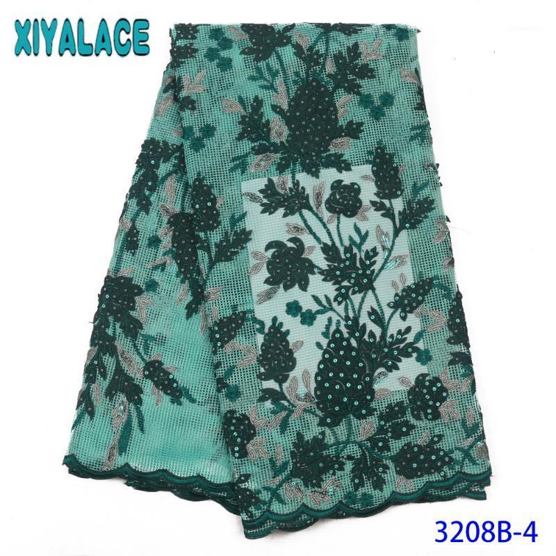 

French Nigerian Sequins Net Tulle Mesh Hot Sale Lace Fabric Sequence Fabrics Laces for Wedding Party Dresses KS3208B1