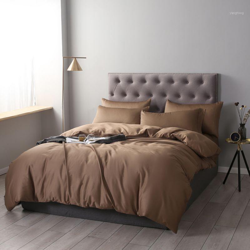 

4Pcs 600TC Egyptian Cotton Solid Color Bedding set Soft Hotel Collection Comforter Cover with Zipper,Ties Bed sheet Pillowcases1, Color 2