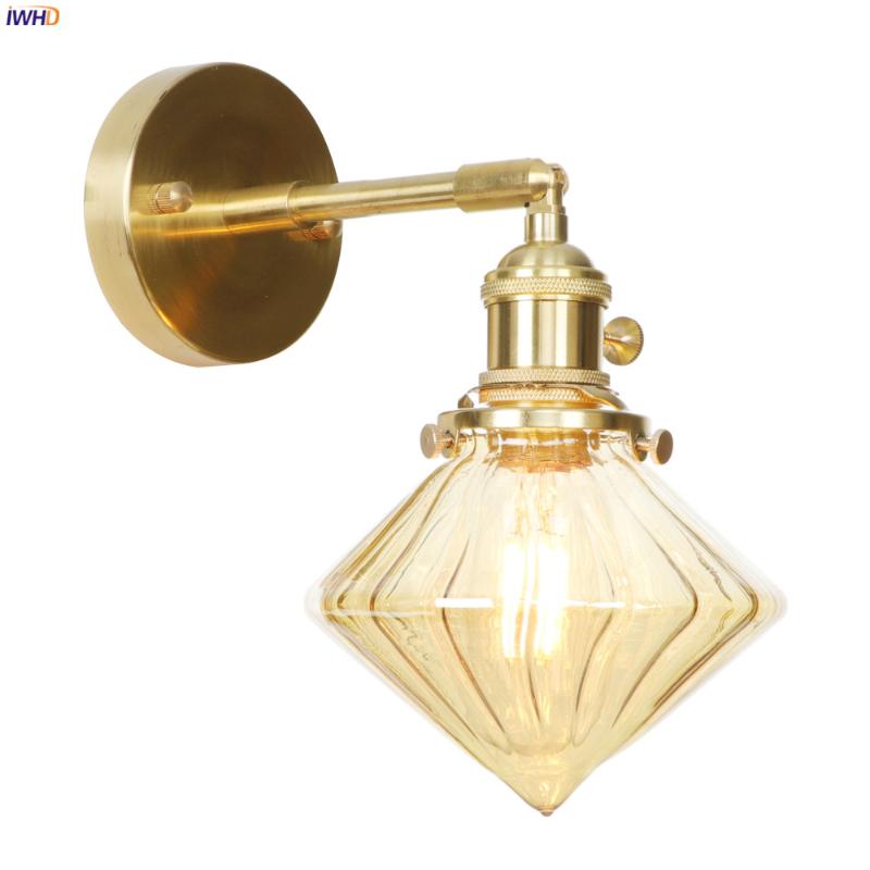 

IWHD Nordic Modern Copper LED Wall Lamp Bedroom Bathroom Mirror Light Glass Ball Edison Retro Wall Lights Sconces Lampara Pared