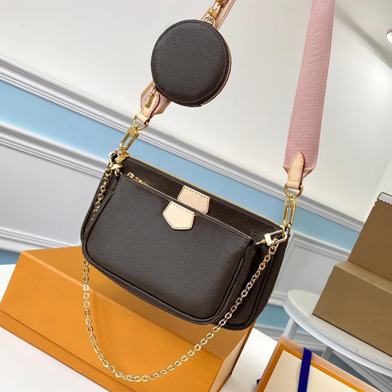 

Three-piece Lady Handbag Handbag Purse Single Shoulder Messenger Bag Crossbody Bag Multifunctional Handbag Wholesale Purses, Pink with box