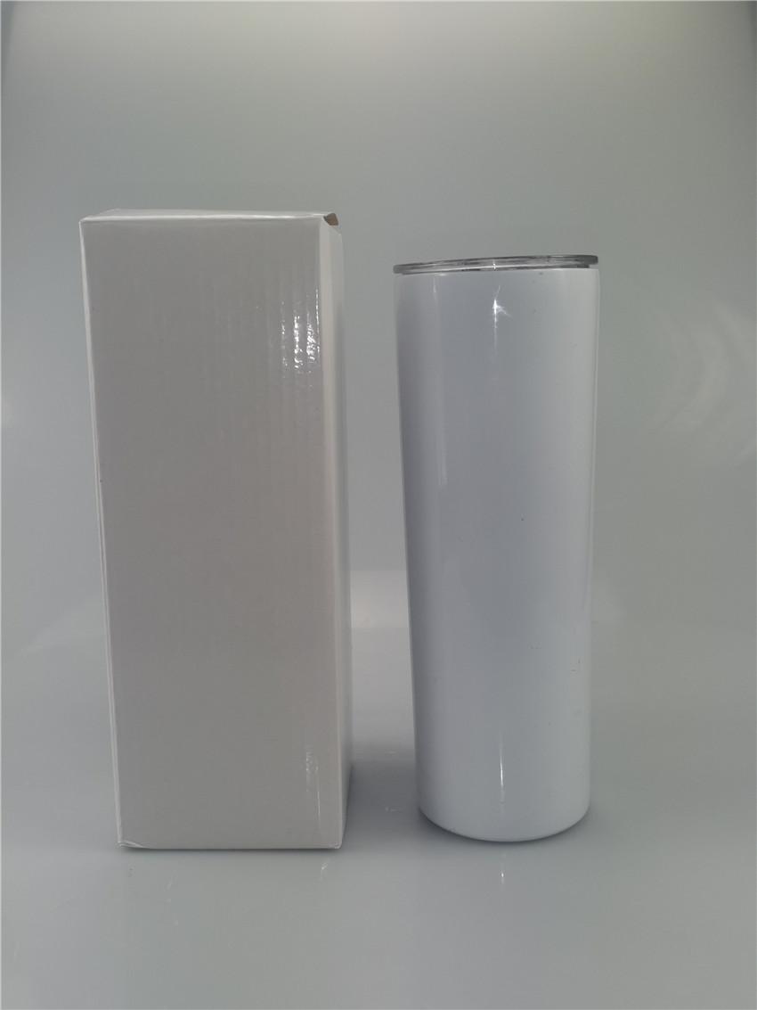 

20 oz Blank Sublimation Tumbler Skinny Mugs 20 oz Stainless Steel slim Insulated Tumbler Straight Cup white Beer Coffee Mugs in stock Y