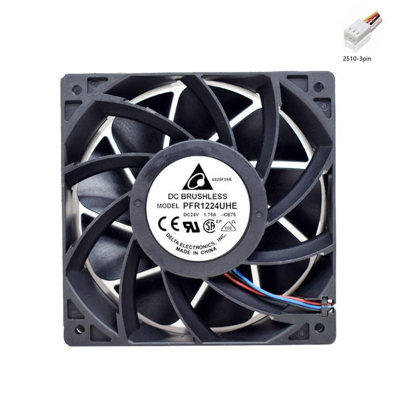 

For Delta PFR1224UHE CE75 12CM DC 24V 1.75A 120x120x38mm 3-Wire Server Cooler Fan1