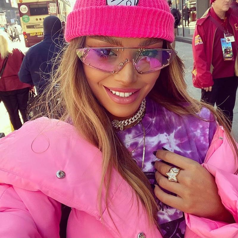 

Sunglasses Retro Ladies Cat Eye Rimless Men's Fashion High-end Brand Designer Rivet One Piece Of Glasses