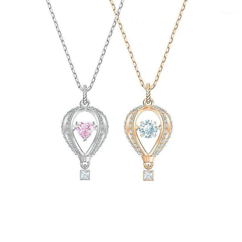 

Classic Hot Air Balloon Necklace swa Friendship Beating Heart Clavicle Women Chain Jewelry1