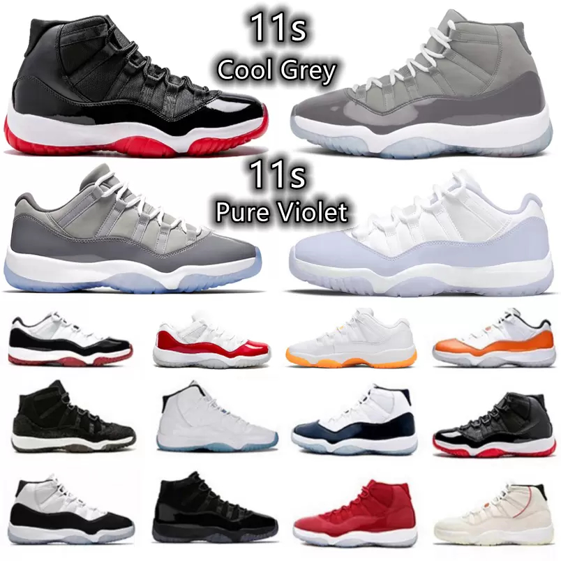 

11 11S Basketball Shoes High Cherry Low 72-10 Cool Grey Bred Pure Violet Concord Blue Bright Citrus Space Jam Mens Womens Sports Sneakers Trainers Rerto