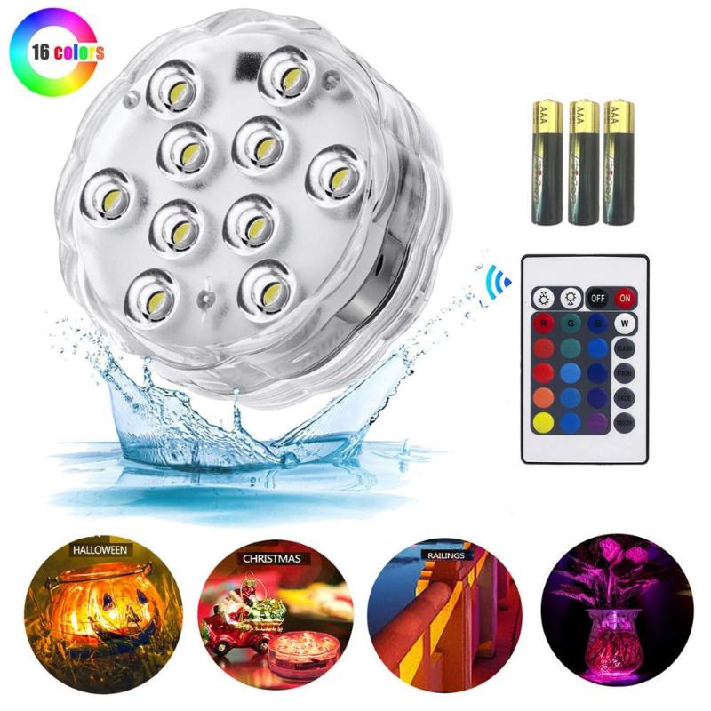 

10 Leds RGB Swiming Pool Light Waterproof ip68 Underwarter Light For Fishing Tank Garden Outdoor Home Fountain Pond Decoration