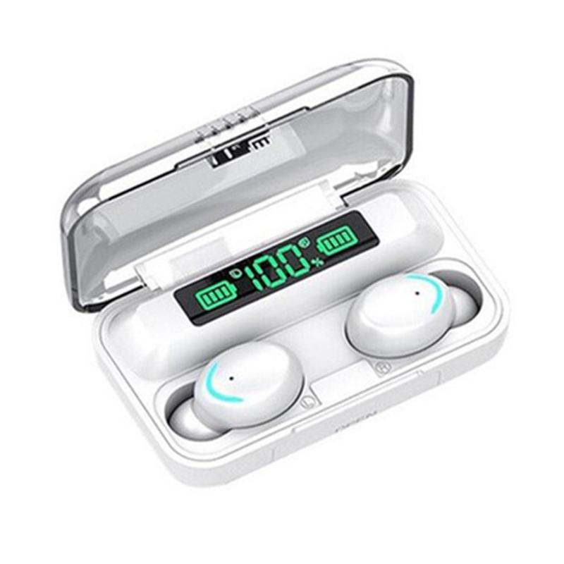 

LED Power Display Touch Control Headset 8D Surround Sound With Microphone Durable Practical Wireless Headset, White