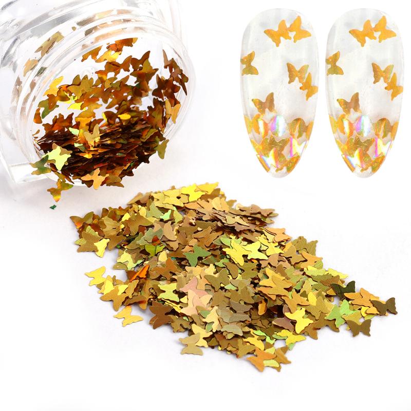 

1 Box Holographic Butterfly Shape Nail Glitter Flakes Sparkly 3D Colorful Sequins Spangles Polish Manicure Nails Art Decoration
