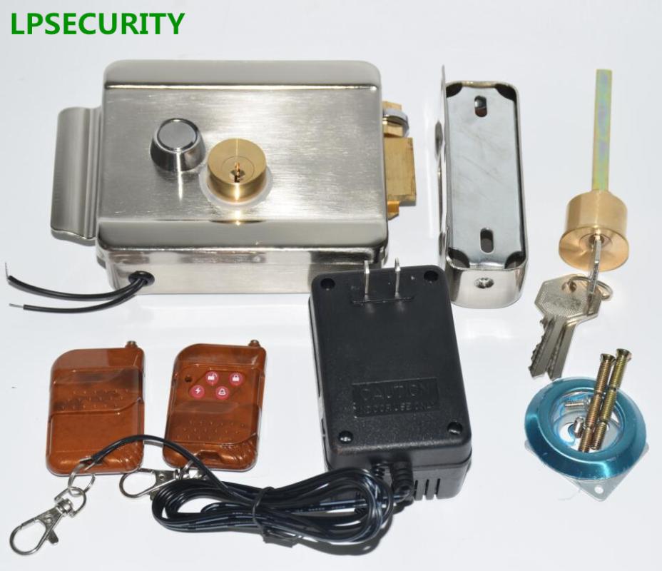 

LPSECURITY Gate Electric Door Lock with 2 remote controllers 12V DC power transformer For Access Entry Security System