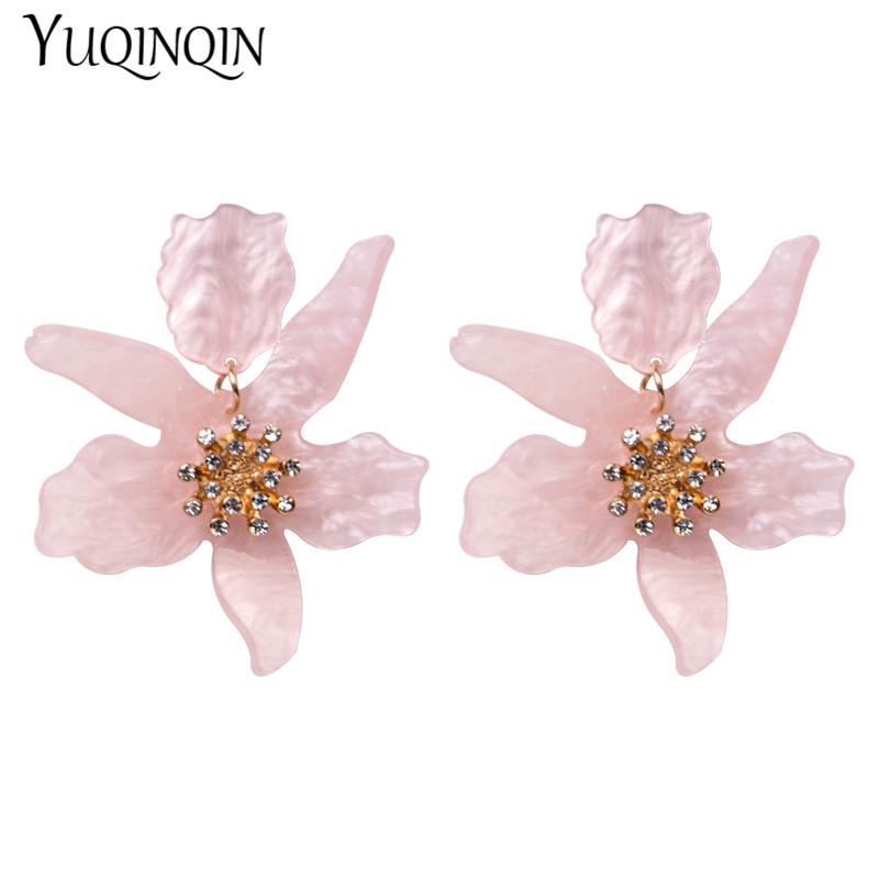 

GuanLong Acrylic Handmade Vintage Dangle Drop Earrings for Women Fashion Jewelry Cute Long Earings Korean Flower Resin Earring