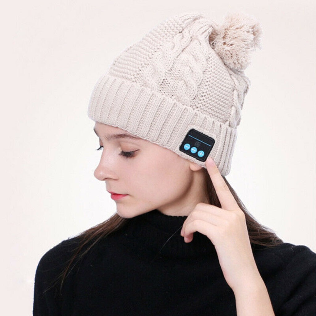 

Bluetooth Music Hat Women Speaker Earphone Smart Cap Headphones with Mic Bluetooth Hat Winter Outdoor Autumn Winter beanie 2020X1023, Blue