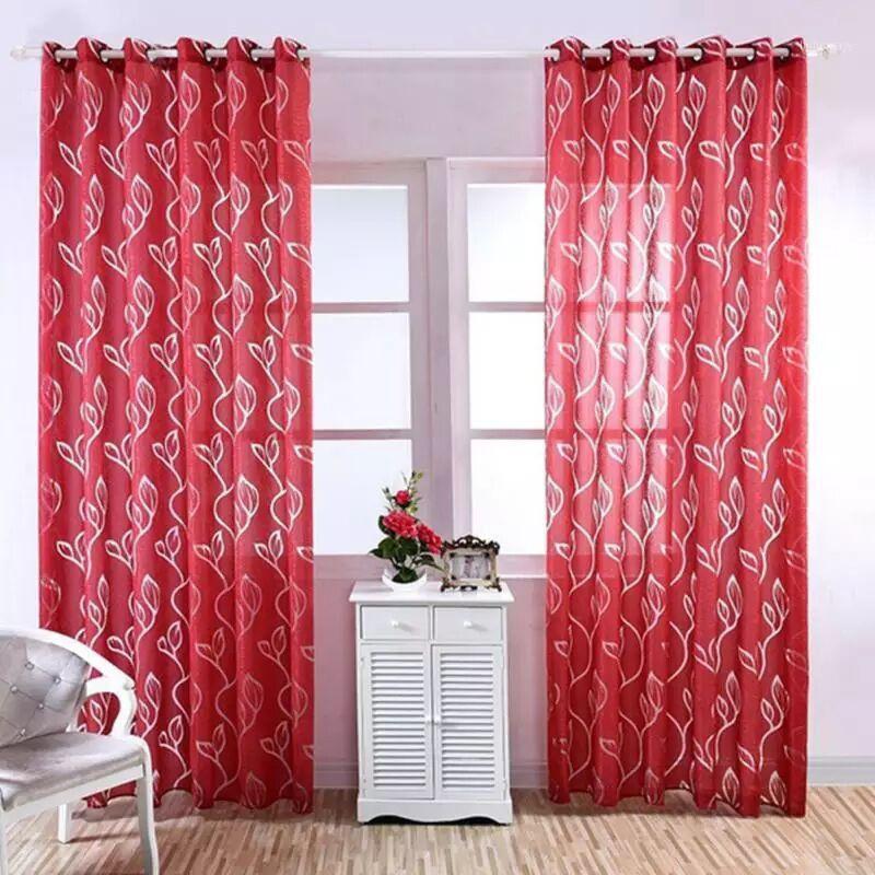 

Hot 1PC Solid Tulle Curtains Door Window Polyester Retro Flocked Floral Curtain Drape Panel Sheer Valances Tulle Scarf New 20201, As photo show