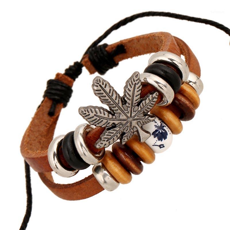 

Ceramic+Wooden Beads Hand Woven Bracelets Charm Beaded Wristband Natural Wind Strand Wrap Bangles DIY Leather Jewelry1