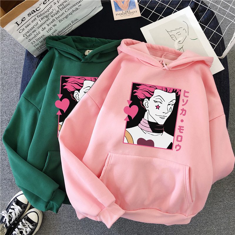 

Hisoka Morow-hunter x Hunter Winter Hoodies Losse Sweater Woman Harajuku Kawaii Letter Long Mouw Trui White Oversized, Black