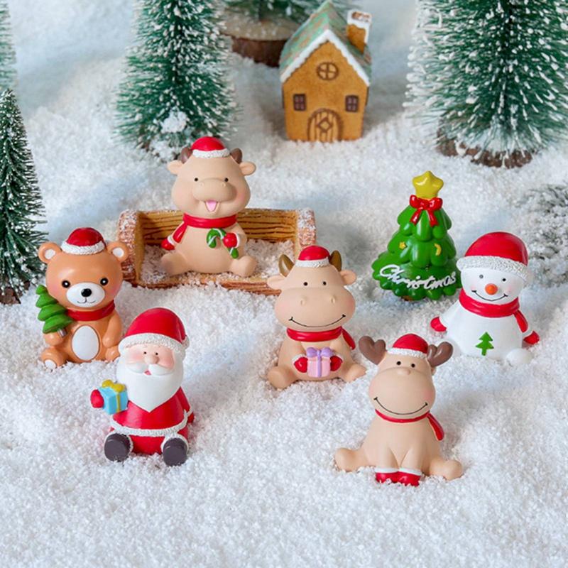 

1 Piece Resin Mini Christmas Family Animal Ornaments Small Statue Little Figurine Crafts Figure Ornament Miniatures