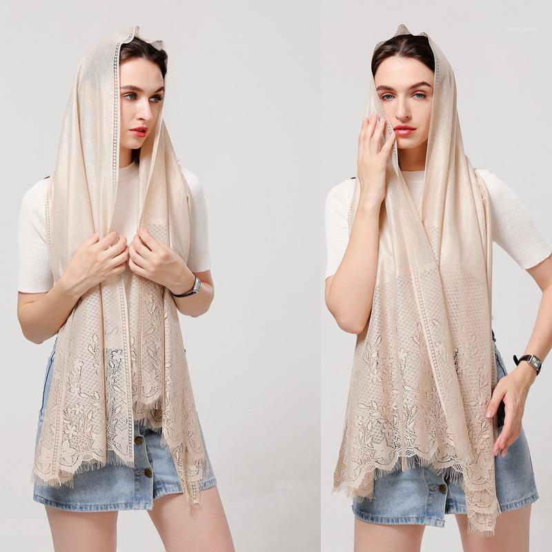 

Scarves Muslim Cotton Hijab Scarf Women Lace Flower Head Long Shawls And Wraps Headband Islamic Fashion Female Bandana Echarpe1