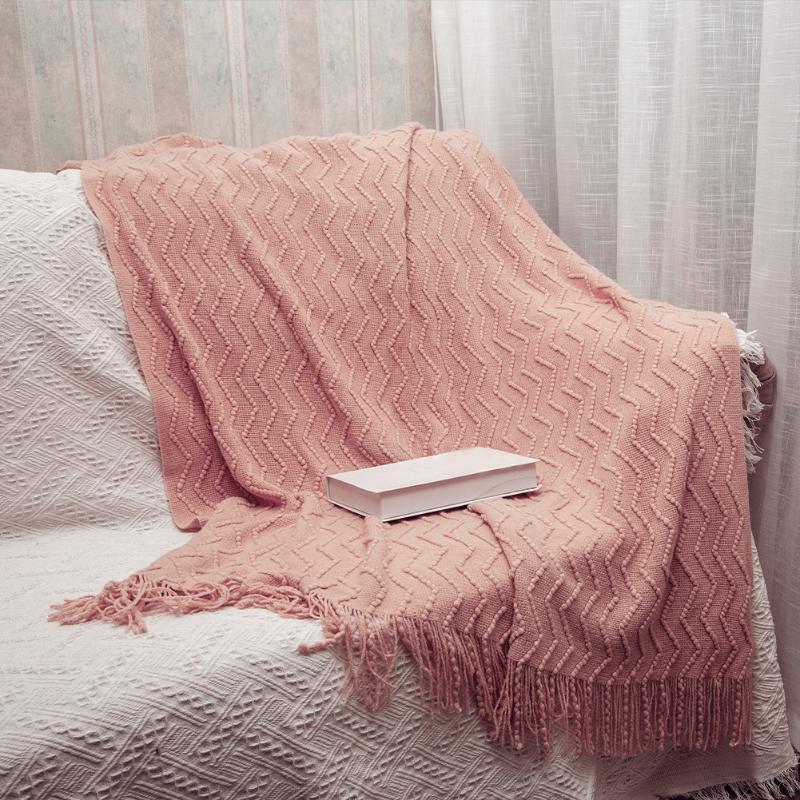 

Home Decor For Sofa Bed Travel Living Room Office Acrylic Knitted Soft Cozy Warm With Tassels Sleeping Throw Blanket Fashion