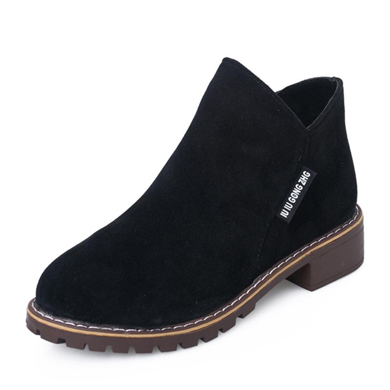 

Casual Daily Shoes Lady Summer Autumn Low Heel Fashion Zip Ankle Bootie Women Water Resistant Outdoor Boots Walking Botas Mujer, Black