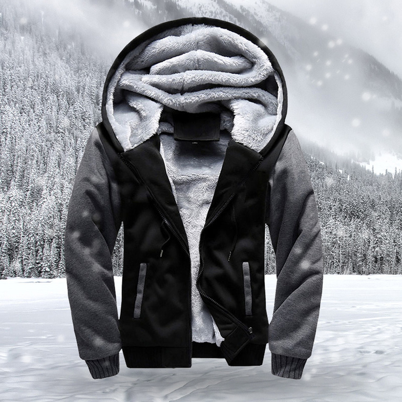 

Warm Men Jackets Autumn Winter Casual Fleece Coats Mens Bomber Jacket Hoodies Fashion Hooded Male Outwear Slim Fit 3XL kg-479, W02jm black