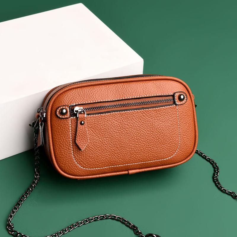 

Fashion Round Leather Chain Messenger Bags For Women 2021 Brand Design Solid Crossbody Shoulder Bag Large Capacity Small Handbag, Black